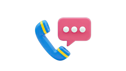 3D Phone and Chat Bubble Icon on White Background