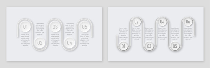 Neumorphism Gray Minimal Business Infographic Layout with Timeline Process, Data Visualization and Modern UI Design. vector illustration.