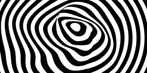 Hypnotic black and white spiral pattern with concentric circles. Perfect for psychedelic, trippy designs.