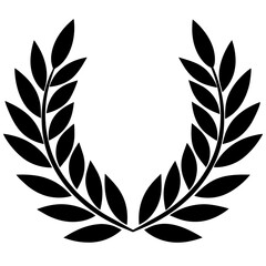 A golden laurel wreath vector illustration featuring a decorative gold leaf branch frame designed as a victory symbol, award icon, or trophy medal element for a winner's crown