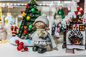 Traditional Christmas souvenir nutcrackers sold on Christmas market