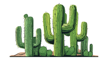 Minimalist Desert Cactus Illustration in Vector Art Style