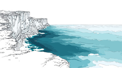 Minimalist Cliffs by the Sea Vector Illustration