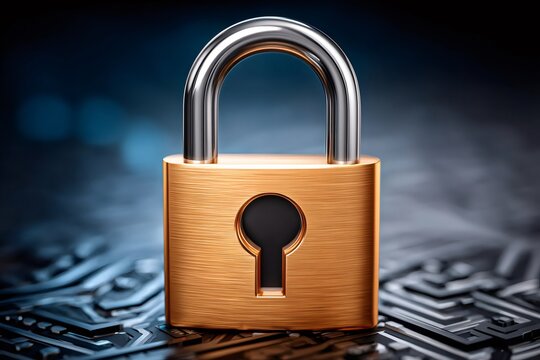 Padlock locking data on circuit board protecting privacy