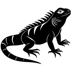 Cute cartoon vector illustration of a green bearded dragon lizard and baby iguana character on a branch with funny reptile friends like a gecko and dino in a nature art style on white background