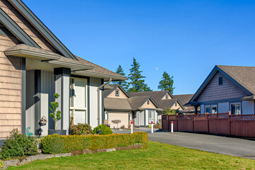 Houses in residential area on winter season in British Columbia