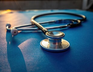 Stethoscope on blue table