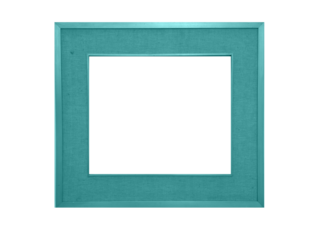 Empty rectangular picture frame in turquoise color isolated on a white background. Minimal