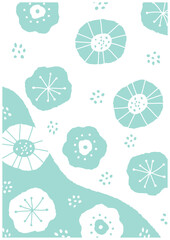 北欧風ミントグリーンのお花の背景 © 秋森りん