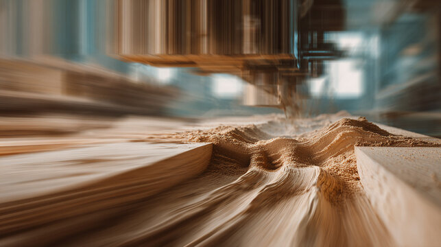 A high-tech machine precisely carving wood, crafting intricate designs with skillful precision