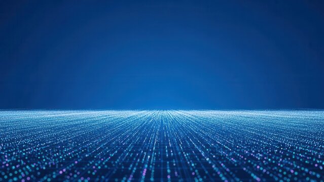 Abstract Digital Data Flow on Blue Background. - Powered by Adobe