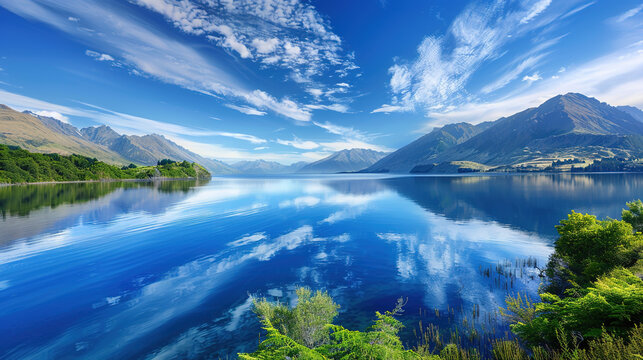 Lake Wakatipu, New Zealand: Crystal-Clear Alpine Lake in Queenstown&rsquo;s South Island&mdash;Surrounded by Snow-Capped Mountains, Lush Foreshores & Charming Lakeside Towns, Ideal for Cruises, Hiking, Sightseein