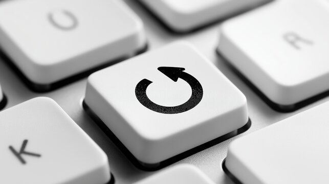 Closeup Keyboard Key with Refresh Symbol