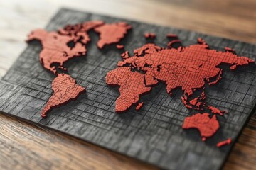 selective focus financial downturn illustrated on global map with red arrows