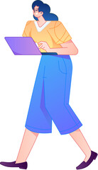 Vector flat gradient illustration of a person working on a computer while working remotely.
