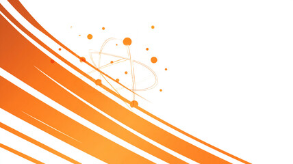 Minimal orange accent stripes with abstract atomic geometry, wall art vector, isolated on white background