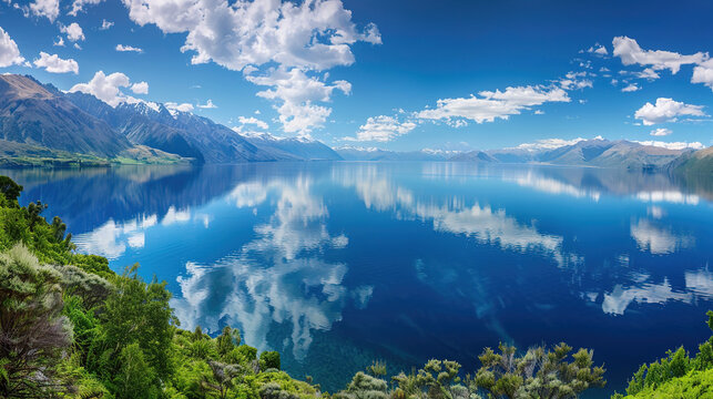 Lake Wakatipu, New Zealand: Crystal-Clear Alpine Lake in Queenstown&rsquo;s South Island&mdash;Surrounded by Snow-Capped Mountains, Lush Foreshores & Charming Lakeside Towns, Ideal for Cruises, Hiking, Sightseein