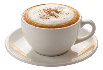 Fototapeta premium A cappuccino in a ceramic saucer with milk foam and a dusting of nutmeg.
