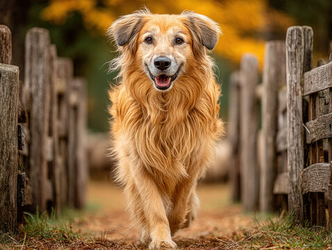 Farm dog herding sheep