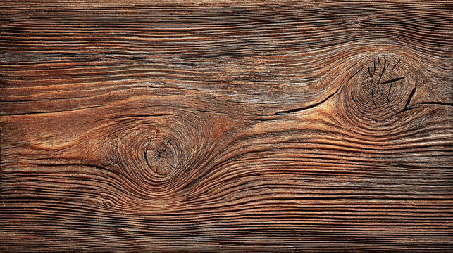 A close-up view of a weathered wooden plank showcasing the natural grain and texture. The wood's patterns evoke a sense of history and rustic charm.