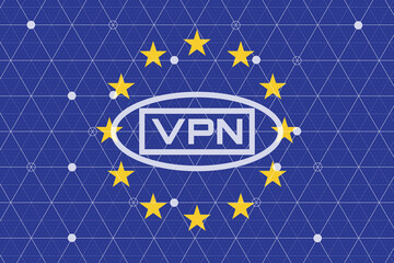 European Digital Sphere - A graphic of the EU flag and a secure connection symbol, representing the balance between digital privacy, data regulation, and network security in the European Union
