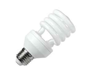 Compact fluorescent light bulb on a dark background
