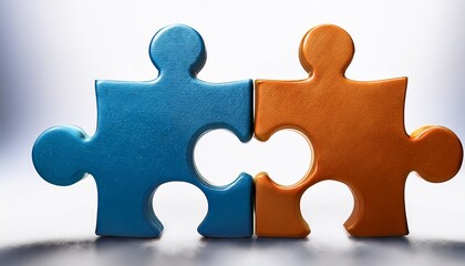 Obraz premium win win concept with two puzzle pieces fitting together symbolizing successful business collaboration on transparent white background