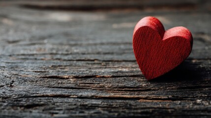 Red heart on dark wooden background