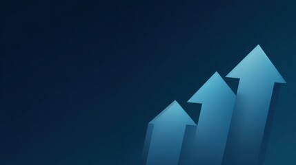 Abstract blue background with upward arrows representing growth, progress, success, and financial development in a modern and professional design