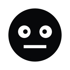 Fototapeta premium Black circle with white eyes and mouth on white background face