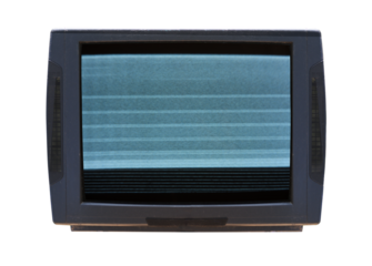 Vintage television with noise on the screen. Isolated on a white background.