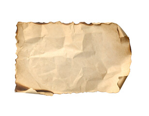 Obraz premium Crumpled, burnt paper with torn, darkened edges