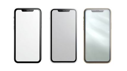 Blank smartphone with a black touch screen isolated on a white background, a digital cellular phone vector representing modern mobile communication technology for business