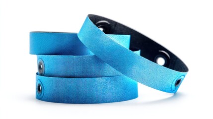 Stacked teal blue wristbands