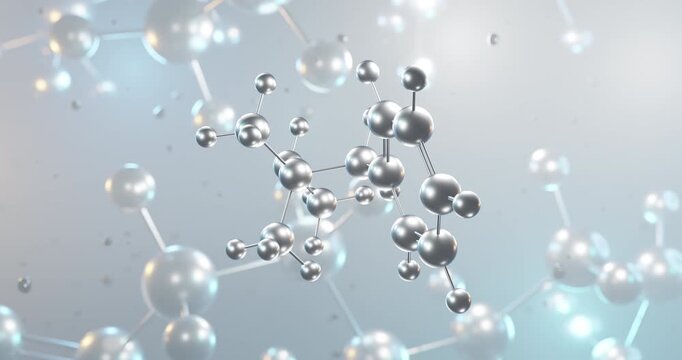 Mephentermine rotating 3d molecule, molecular structure of sympathomimetic agent seamless video
