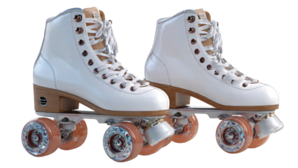 White Roller Skates on Transparent Background