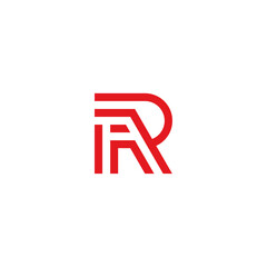 Modern minimalist RA or AR monogram logo with red line art style. Professional geometric lettermark for corporate identity, tech startup, or creative agency. Bold vector design on white background