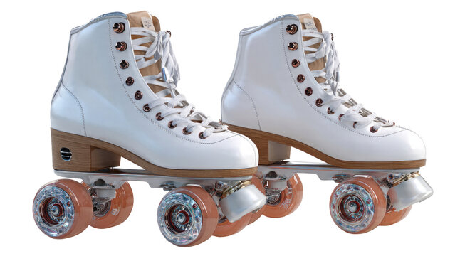 White Roller Skates on Transparent Background