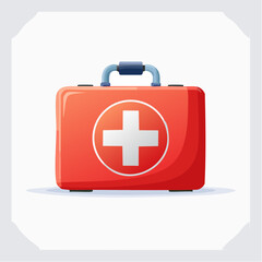 Fototapeta premium Essential Red First Aid Kit with White Cross Symbol for Medical Emergency and Health Safety on Isolated White Background