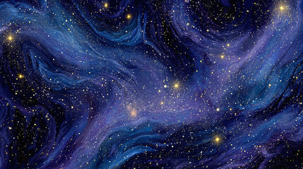 A mesmerizing depiction of the cosmos, featuring a swirling galaxy with radiant stars