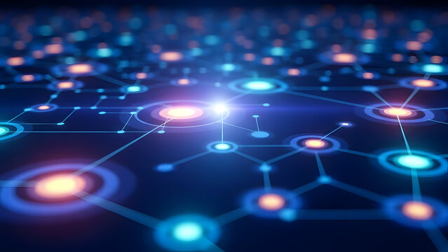 Vibrant network connections glowing in modern digital space - Powered by Adobe