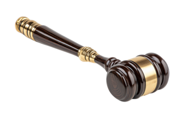 Wooden Gavel: A finely crafted wooden gavel rests, ready to be used to uphold the principles of justice and fairness.