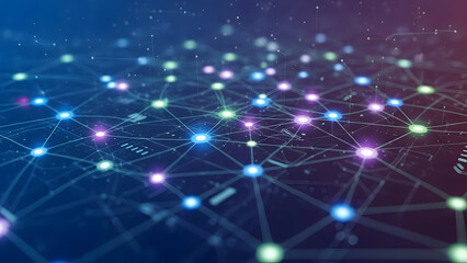 Vibrant network connections with glowing nodes and lines