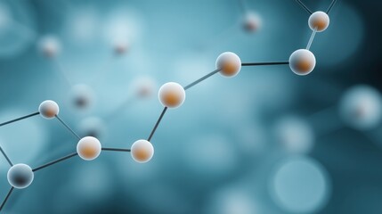 Close-Up View of Molecules and Atoms Representing Scientific Research and Technological Innovation in a Blue Gradient Background