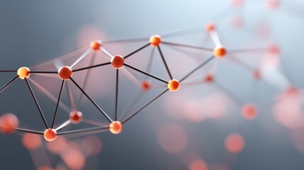 Abstract Representation of Molecular Structures with Orange and Black Nodes Connected by Thin Lines on a Soft Focus Background