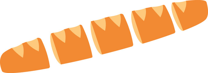 Sliced Baguette Bread Flat Illustration. Clean Icon Design Element on Isolated White Background