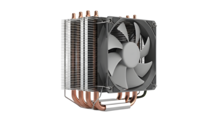 CPU air cooler isolated on transparent background PNG
