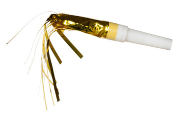 Fototapeta premium Yellow noisemaker isolated and ready to party