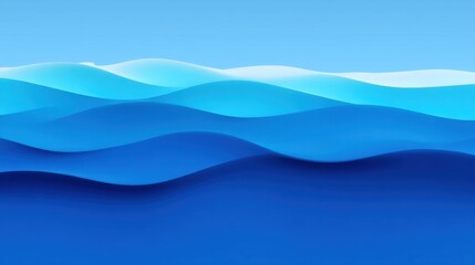 Obraz premium Serenity of Gentle Ocean Waves Under a Bright Blue Sky, Capturing Nature’s Calm and Tranquil Essence in Vivid Shades of Blue and Aqua