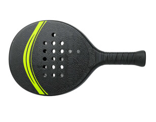 Black paddle with lime green stripe and perforated striking surface